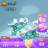 B.Duck小黄鸭儿童包头凉鞋夏季男女童发光鞋时尚灯鞋凉鞋5026绿米22