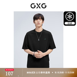 GXG男装 夏季新款重磅系列精致小字母绣花圆领短袖T恤 黑色 XL