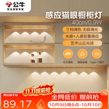 公牛（BULL）感应猫眼橱柜灯磁吸充电山丘光效展柜玄关氛围小夜灯 银40cm三色