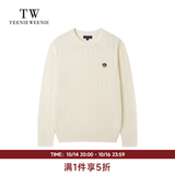 Teenie Weenie【云朵毛衣】小熊男装秋冬新品圆领毛衣绞花软糯针织衫男女同款 象牙白 L (175)