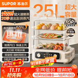 苏泊尔（SUPOR）电蒸锅 25L三层大容量速蒸魔方电热锅 家用多功能电蒸箱 加长蒸屉蒸鱼多用途锅ZN32FK995