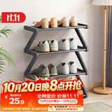 安尔雅简易鞋架多层家用门口创意Z型鞋架子多层防尘鞋柜 格布款4层小号