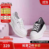 他她（TATA）女鞋单鞋2026秋季新款板鞋厚底小白鞋女休闲鞋WJN08CM5 黑白 38