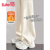班尼路（Baleno）加绒直筒裤女2026秋冬新款时尚拼接运动卫裤休闲简约通勤早八长裤