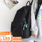 viney背包女双肩包男书包初中高中大学生旅行包小学生三到六年级电脑包时尚大容量简约轻便休闲旅游户外出游韩版运动黑色+恐龙挂件