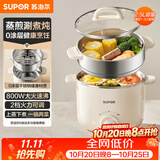 苏泊尔（SUPOR）不锈钢电煮锅 电蒸锅 多功能家用宿舍泡面小火锅 2.5L带蒸屉小炖锅 蒸煮一体电热锅H25YK681A