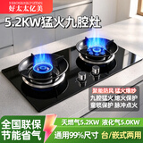好太太亿美燃气灶双灶煤气灶家用天然气液化气鸳鸯灶台式嵌入式猛火炉具炉盘 猛火鸳鸯灶+防风聚能+钢化玻璃 管道天然气