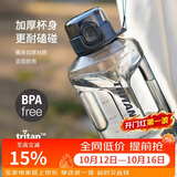 乐扣乐扣（LOCK&LOCK）小水库大容量塑料运动水杯户外冷水壶刻度把手男女杯子2.2L灰色