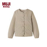MUJI女式 轻量羽绒便携式 无领 夹克 羽绒服女款  浅米色5A L
