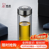 希诺双层玻璃杯高档商务办公车载水杯男家用透明泡茶杯子节日礼物