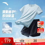 安踏（ANTA）防走光速干运动套装丨女2026夏季新款体考专用跑步短袖透气短裤 【防走光速干A款】梦影蓝/基础黑 [店长推荐] M/女165
