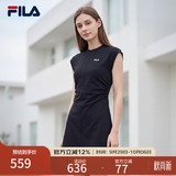 斐乐 斐乐官方女装针织连衣裙2025夏季新款时尚休闲无袖收腰裙子 正黑色-BK L 170/88A/L