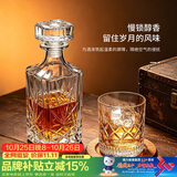 青苹果水晶玻璃洋酒瓶750ml 雕花威士忌白兰地清酒酒樽醒酒器 存酒专用