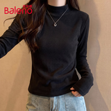 班尼路（Baleno）半高领薄绒打底衫女秋冬新款7A抗菌防螨抗静电磨毛保暖内搭上衣