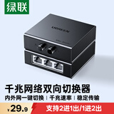 绿联RJ45网络切换器 二进一出/一进二出内网外网自由切换 免插拔 电脑网络共享切换器 55472