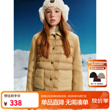 ELLE KIDS童装 90%白鸭绒羽绒服女童冬季复古休闲针织拼接外套 卡其色 165 (M)