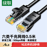 绿联六类网线 千兆高速宽带网络线 CAT6类家用电脑笔记本路由器双接头成品跳线兼容2.5g黑色0.5米20158