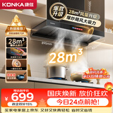 康佳（KONKA）排抽吸油烟机家用 欧式顶吸式T型【爆款升级·28m³大吸力】彩屏智控自清洗 CXW-330-KT55(PRO)