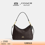 蔻驰（COACH）奥莱女士女包经典标志LAUREL 31号流浪包单肩斜挎包腋下礼物秋季 （升级款）核桃棕色 黑色