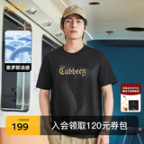 卡宾（CABBEEN）【凉感】官方正品烫印短袖T恤男士夏季休闲百搭潮流冰丝圆领上衣 煤黑色01 L /175/50