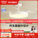 欧普照明（OPPLE）静音风扇灯客厅一体吊扇灯全光谱智能卧室简约隐形扇大风量餐厅灯 1级能效-白-36寸24瓦-智控