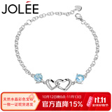 JOLEE【一物一证】手链托帕石S925银彩宝爱心饰品简约轻奢送女士礼物