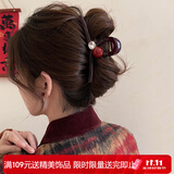 向晚发夹发卡红珠水钻抓夹女高级感大号鲨鱼夹后脑勺发夹女生日礼物