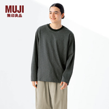 MUJI男式 天竺编织 圆领长袖T恤男士打底衫男款25年春季 AB1MLA5S 黑色条纹 M （170/92A）