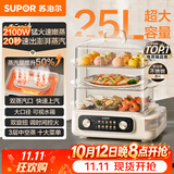 苏泊尔（SUPOR）电蒸锅 25L三层大容量速蒸魔方电热锅 家用多功能电蒸箱 加长蒸屉蒸鱼多用途锅ZN32FK995