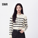 森马（Semir）森柔|针织开衫女冬季短款绞花正肩内搭女生法式毛衫101725106004