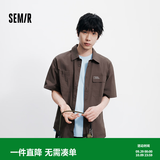 森马（Semir）(Semir)中国国家地理系列短袖衬衫男夏经典工装衬衣潮流简约 深紫红70546 L