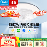 美的（Midea）吊扇灯风扇灯一体36瓦餐厅客厅卧室吊灯智控摇头扇包安装
