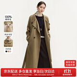 尚都比拉中长款100%羊毛大衣女冬季宽松呢子双面毛呢外套 白茶驼 L 