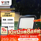 公牛（BULL）LED投光灯户外庭院工厂园林灯露营灯 IP65防水等级200W-6500K白光