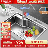 欧琳（OULIN）304不锈钢水槽大单槽 厨房洗菜盆单槽洗碗池水槽单盆水槽OLJD619