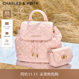 CHARLES&KEITH菱格大容量柔软背包书包双肩包包女包生日开学礼物CK2-60151400 粉红色Pink S