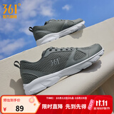 361°运动鞋男鞋秋季新品防泼水皮革面跑步鞋轻质耐磨革网透气黑色鞋子 石墨灰/烟灰 42