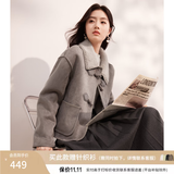 香影【猫猫绒】牛角扣麂皮绒短外套女秋冬小个子皮毛一体仿生皮草 灰色 S