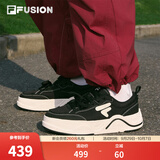 斐乐50-50帆布鞋丨FILA FUSION 厚底透气运动鞋女鞋增高滑板鞋 黑/奶白-BG 37.5