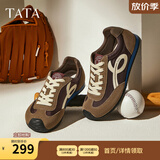 他她（TATA）女鞋2026年秋季新款德训鞋加绒阿甘鞋运动鞋子GTX01CM5 棕/紫/黄（绒里） 38