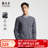 雅戈尔【全羊毛】秋冬季新款男士V领毛衣商务休闲上班打底针织衫 VYQW639998FVA藏青色 L 105c
