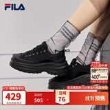 斐乐胖胖底丨FILA帆布鞋女LAVA鞋厚底运动鞋小白鞋增高休闲鞋子 黑-BK 37.5