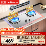 万和【蓝莲花B9B50】4.8kW液化气不锈钢猛火63%热效率家电嵌入式家用煤气双炉具台燃气灶