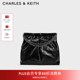 CHARLES&KEITH子母链条大容量流浪包托特包单肩斜挎包女包生日礼物CK2-40671449 【L号】Noir黑银 L