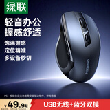 绿联无线蓝牙双模鼠标 静谧轻音办公鼠标 适用苹果Mac华为Mate笔记本iPad平板 按键自定义人体工学鼠标