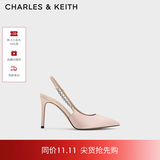 CHARLES&KEITH质感链条尖头高跟凉鞋子女鞋生日礼物送女友CK1-60280377 Beige米色 37 (235)