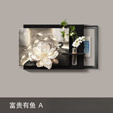丹卡尚轻奢客厅电表箱装饰画高级感2026新款水培绿植配电箱遮挡盖板挂画 富贵有鱼A 画面57*40（底框50*40/覆盖电表箱40*30） 右推拉+双层砂岩工艺 双层砂岩工艺+水培玻璃瓶+仿真绿植