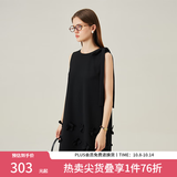 范思蓝恩花梨裙 无袖设计感气质A字连衣裙夏装新款韩版系带蝴蝶结 黑色 M