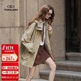 唐狮（TonLion）2026秋冬季女连帽前胸细节中长款酷帅松弛风棉感舒适简约外套