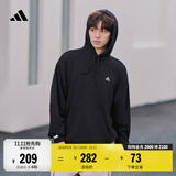 adidas加厚毛圈布连帽卫衣套头衫单穿上衣男女秋冬阿迪达斯轻运动   黑色   L
